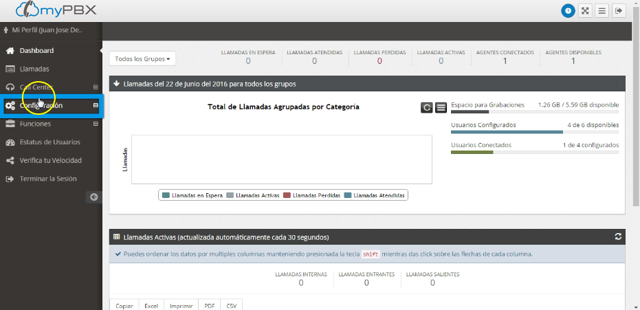 Configuración conmutador