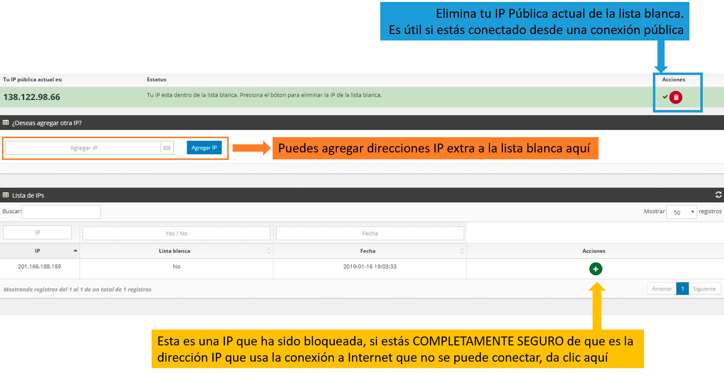 desbloquear ip firewall conmutador