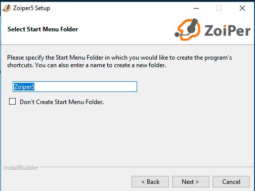 instalar zoiper menu inicio