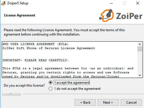 instalar zoiper terminos